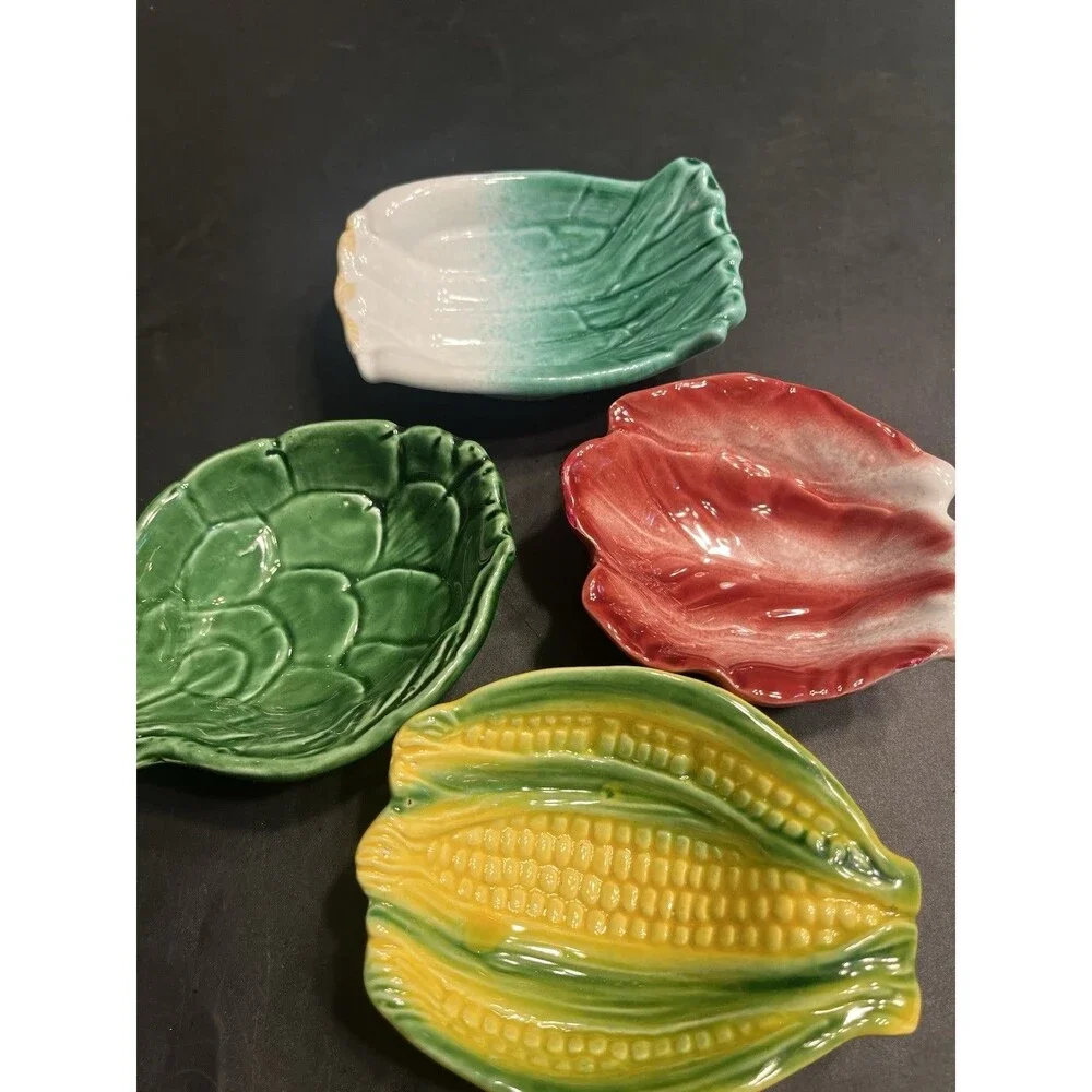4pc Williams Sonoma Italy Corn on the Cob Red Cabbage Green Onion Bowls
